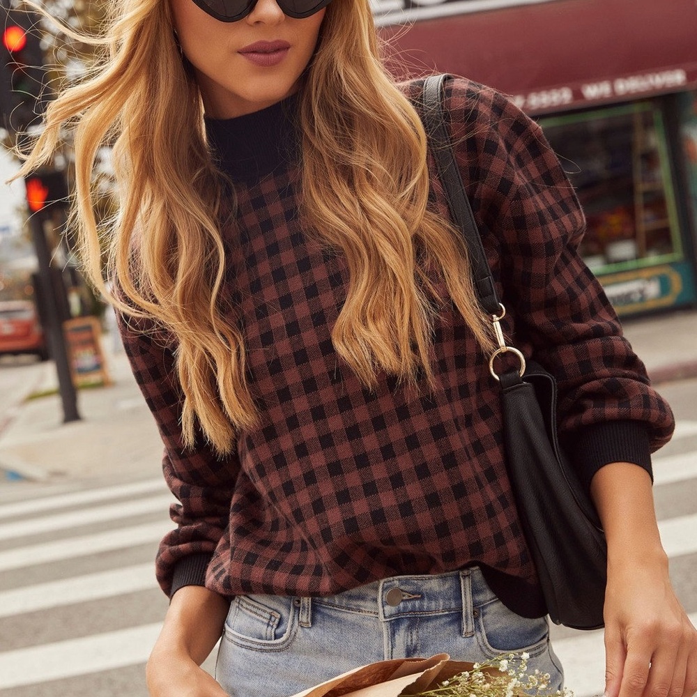 Pratto Gingham Pullover Sweater - image 1